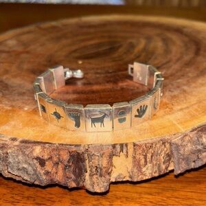 Martin & Denise Stetcher Sterling Silver 925 Petroglyph Panel Bracelet 6.5"
